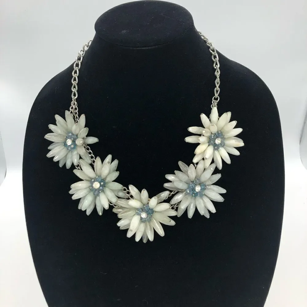 Statement Necklace w/ Crystals & Glass Beads